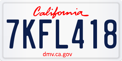 CA license plate 7KFL418
