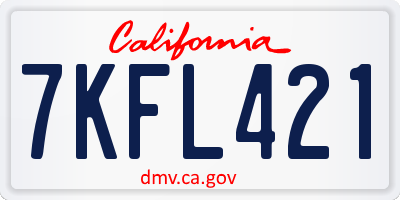 CA license plate 7KFL421