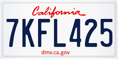 CA license plate 7KFL425