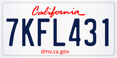 CA license plate 7KFL431