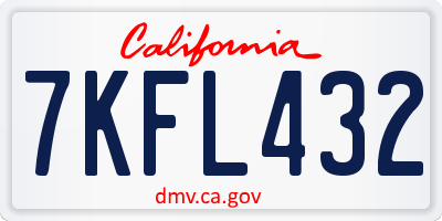 CA license plate 7KFL432