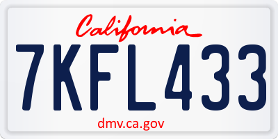 CA license plate 7KFL433