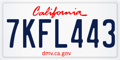 CA license plate 7KFL443