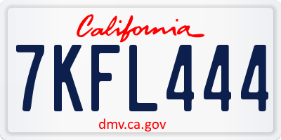 CA license plate 7KFL444