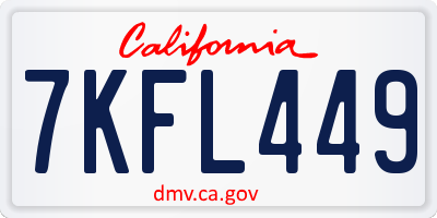 CA license plate 7KFL449