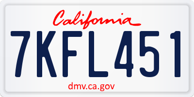 CA license plate 7KFL451