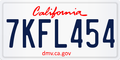 CA license plate 7KFL454