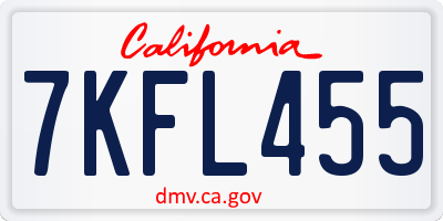 CA license plate 7KFL455