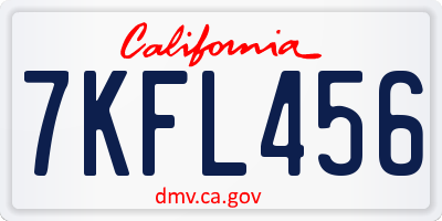 CA license plate 7KFL456