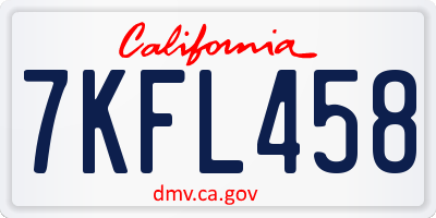 CA license plate 7KFL458