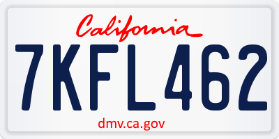 CA license plate 7KFL462
