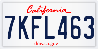 CA license plate 7KFL463