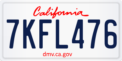 CA license plate 7KFL476