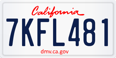 CA license plate 7KFL481