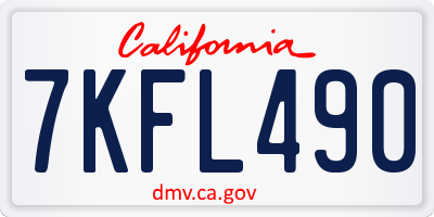 CA license plate 7KFL490