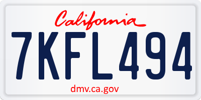 CA license plate 7KFL494