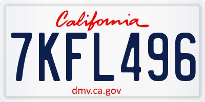 CA license plate 7KFL496
