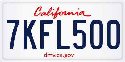 CA license plate 7KFL500