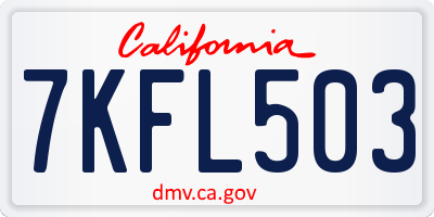 CA license plate 7KFL503