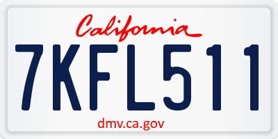 CA license plate 7KFL511