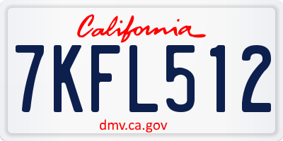 CA license plate 7KFL512