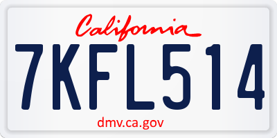 CA license plate 7KFL514
