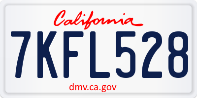CA license plate 7KFL528