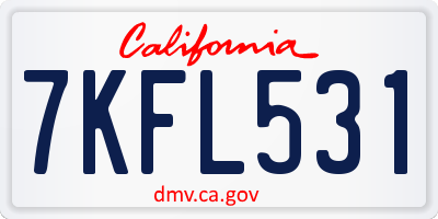 CA license plate 7KFL531