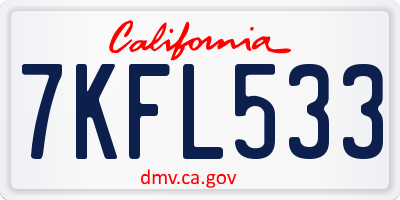 CA license plate 7KFL533