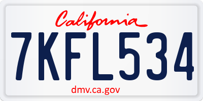 CA license plate 7KFL534