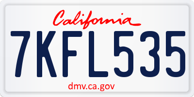 CA license plate 7KFL535