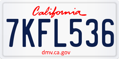 CA license plate 7KFL536