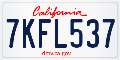 CA license plate 7KFL537