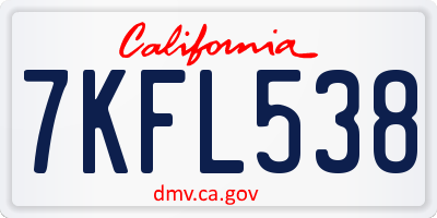 CA license plate 7KFL538