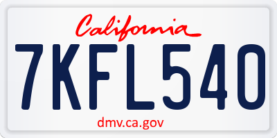 CA license plate 7KFL540