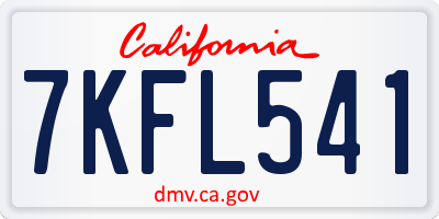 CA license plate 7KFL541