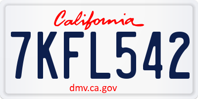 CA license plate 7KFL542