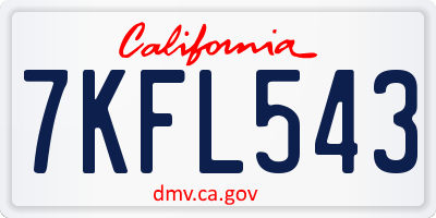 CA license plate 7KFL543