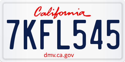 CA license plate 7KFL545
