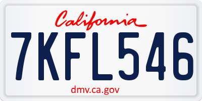 CA license plate 7KFL546