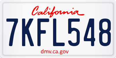 CA license plate 7KFL548