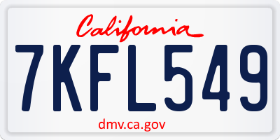 CA license plate 7KFL549