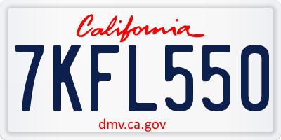CA license plate 7KFL550