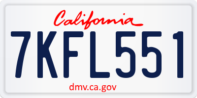 CA license plate 7KFL551