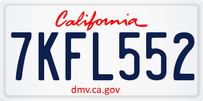 CA license plate 7KFL552