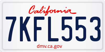 CA license plate 7KFL553