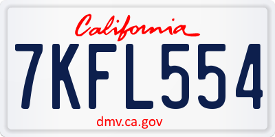 CA license plate 7KFL554