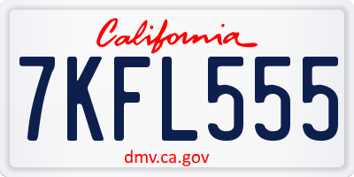 CA license plate 7KFL555