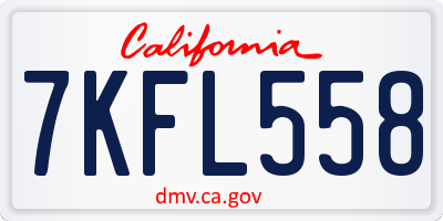 CA license plate 7KFL558