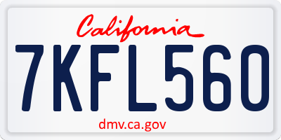 CA license plate 7KFL560